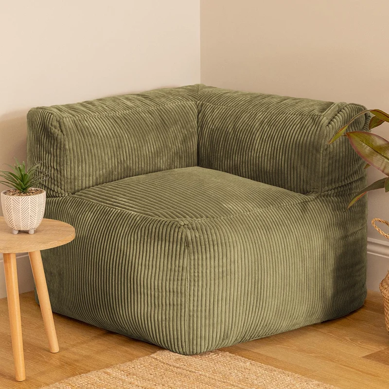 Zen Modulares Eckelement, Jumbo Cord, Salbeigrün