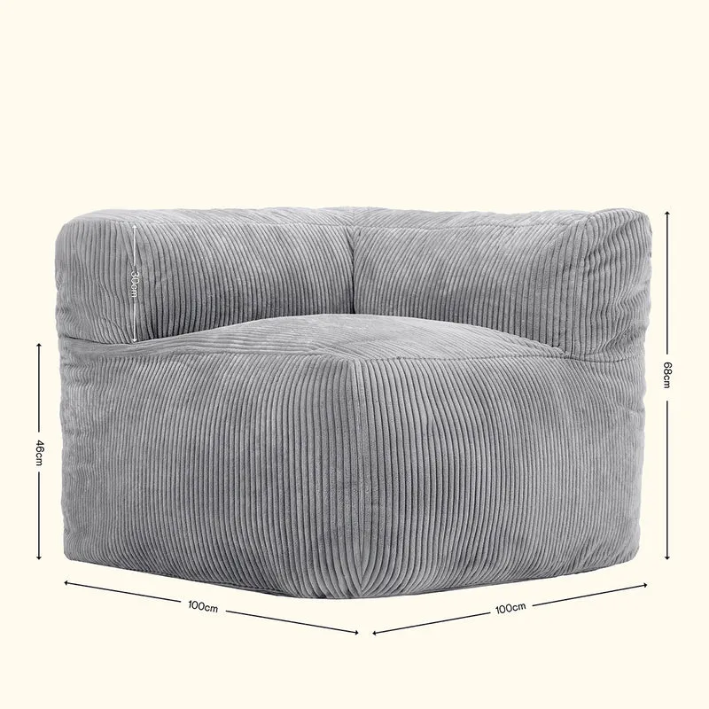 Zen Modulares Eckelement, Jumbo Cord, Grau