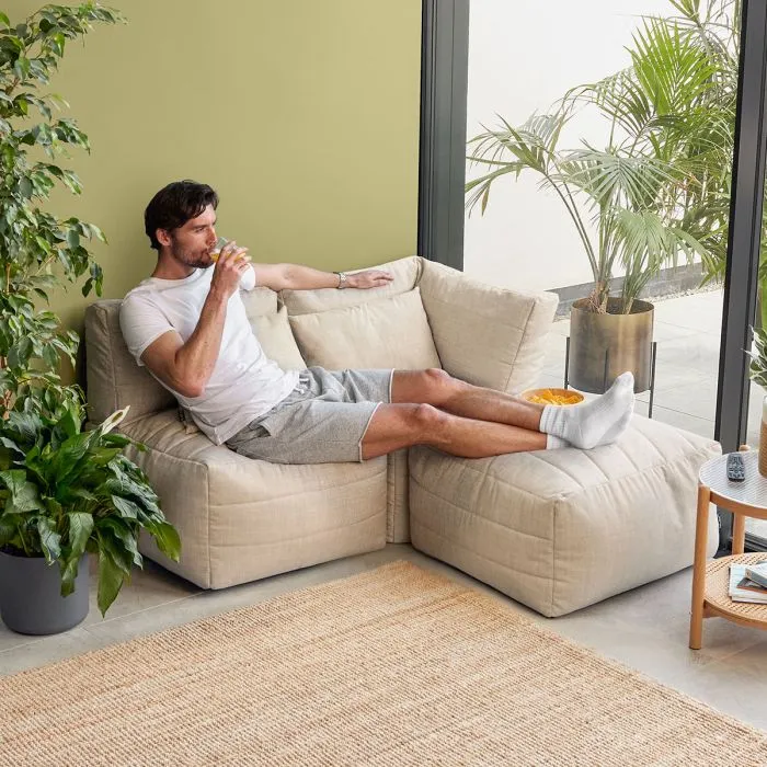 Noa Modularer Sitzsack-Sofa, Outdoor-Gewebe, Naturfarbe