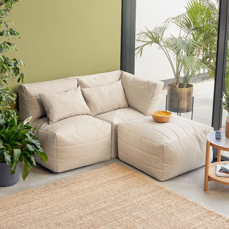 Noa Modularer Sitzsack-Sofa, Outdoor-Gewebe, Naturfarbe