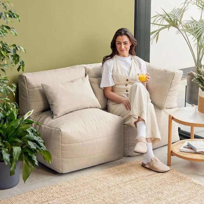 Noa Modularer Sitzsack-Sofa, Outdoor-Gewebe, Naturfarbe