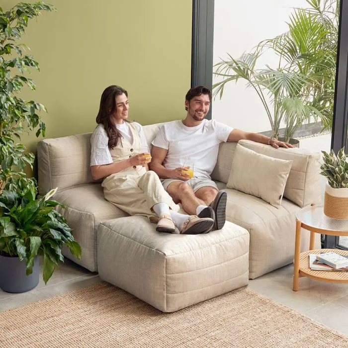 Noa Modularer Sitzsack-Sofa, Outdoor-Gewebe, Naturfarbe