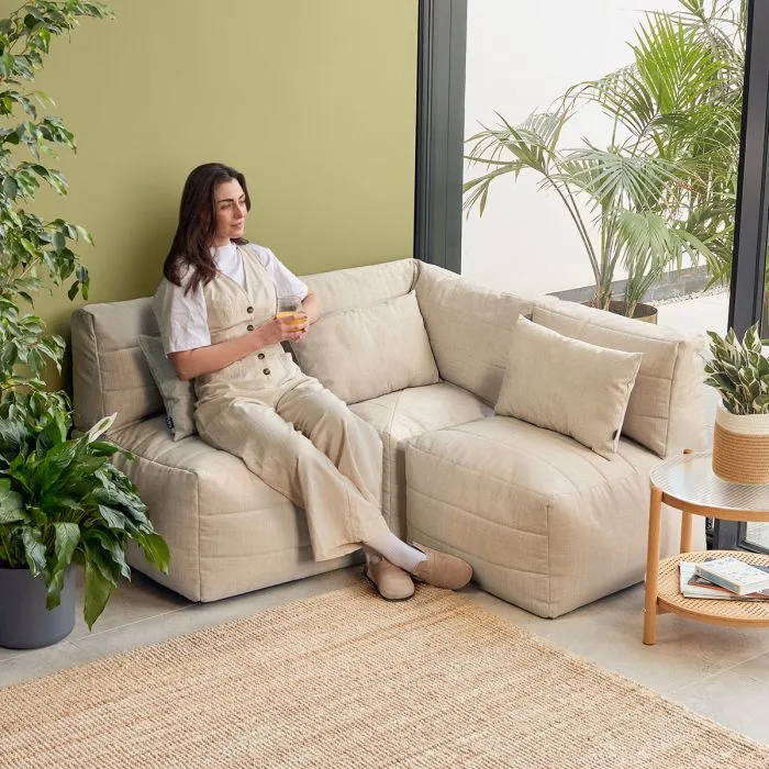 Noa Modularer Sitzsack-Sofa, Outdoor-Gewebe, Naturfarbe