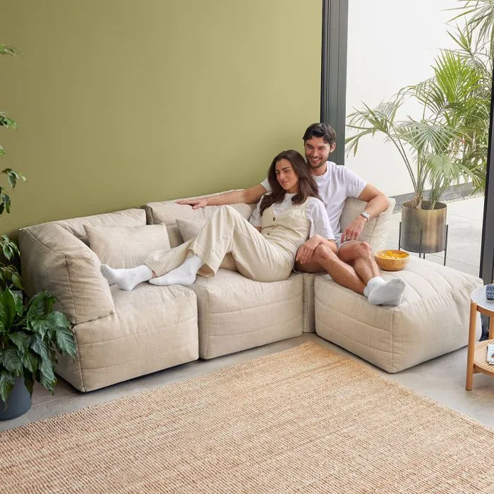 Noa Modularer Sitzsack-Sofa, Outdoor-Gewebe, Naturfarbe