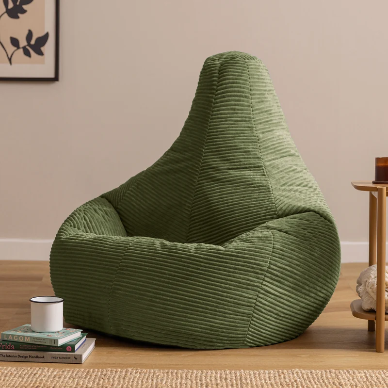 Dalton XL Cord-Sitzsack mit Liegefunktion – Salbeigrün