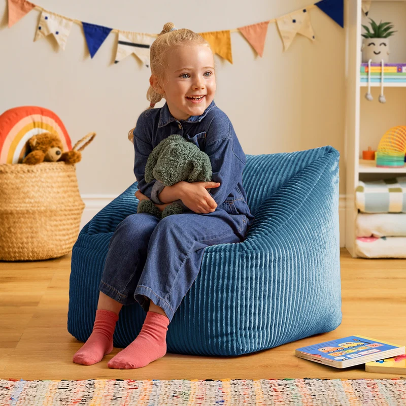 Kinder-Sitzsack Natalia Cord Sessel - Denim-Blau