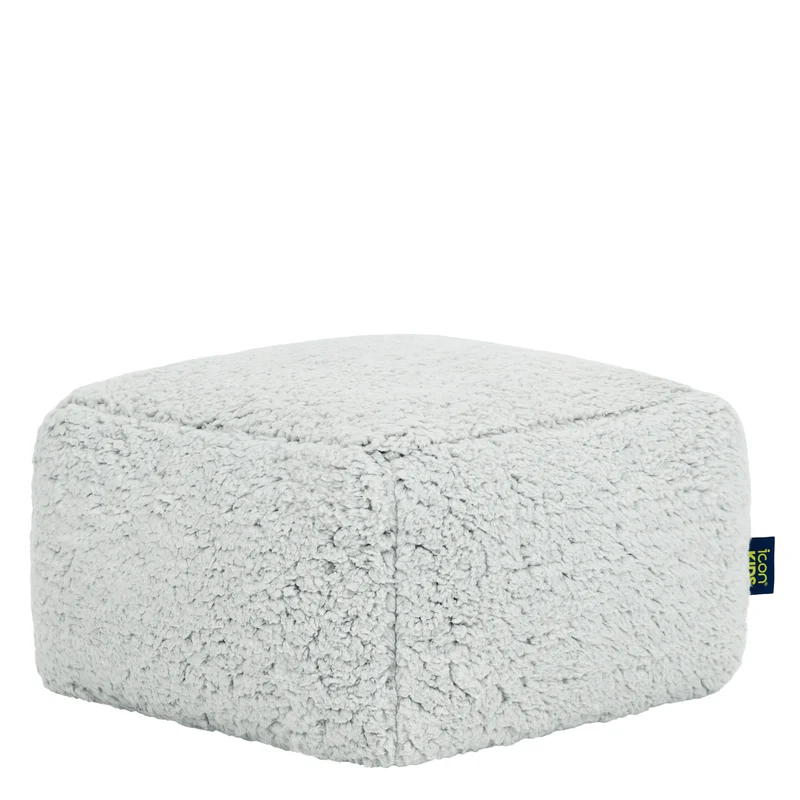 Mini Amara Teddy-Fleece-Fußhocker, quadratisch - Grau