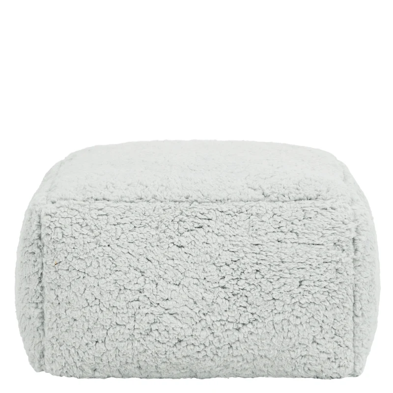 Mini Amara Teddy-Fleece-Fußhocker, quadratisch - Grau