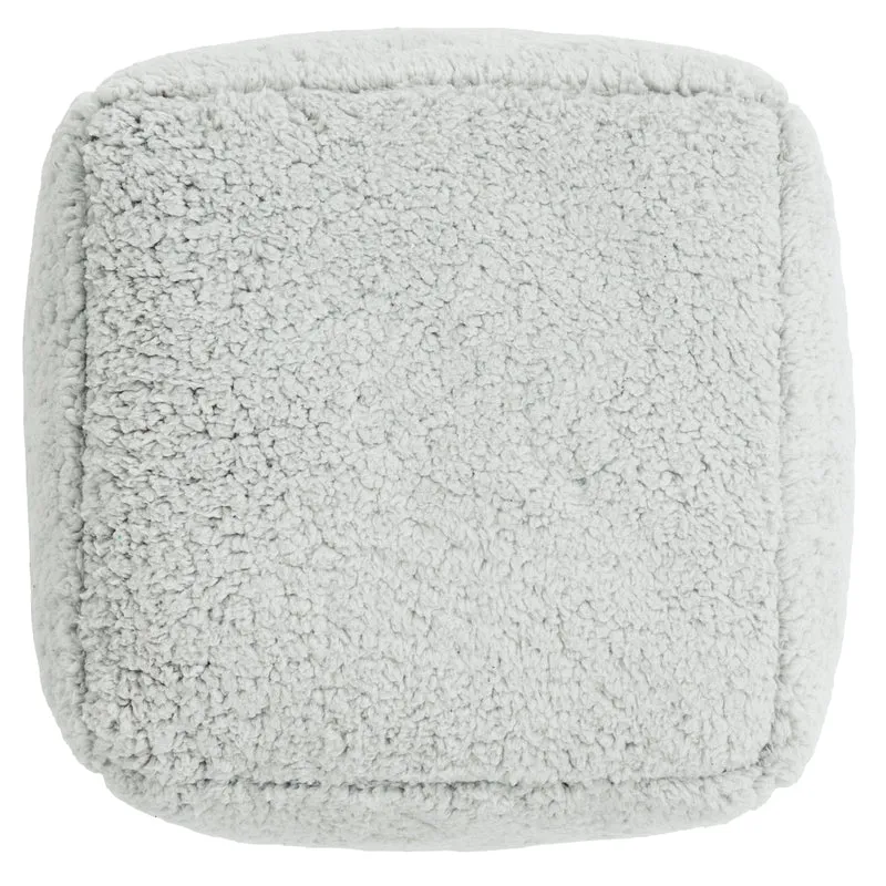 Mini Amara Teddy-Fleece-Fußhocker, quadratisch - Grau