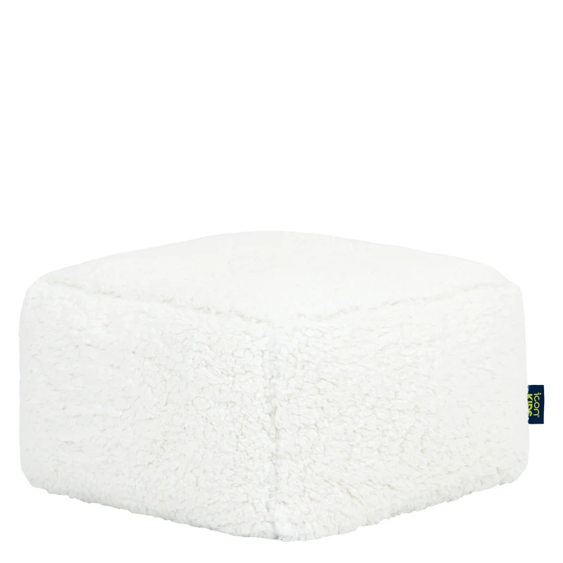Mini Amara Teddy-Fleece-Fußhocker, quadratisch – Natur