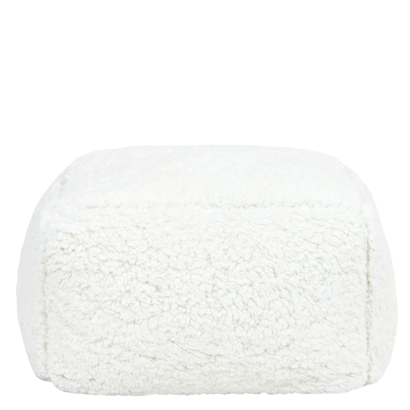 Mini Amara Teddy-Fleece-Fußhocker, quadratisch – Natur