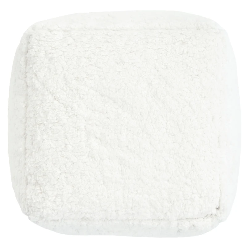 Mini Amara Teddy-Fleece-Fußhocker, quadratisch – Natur