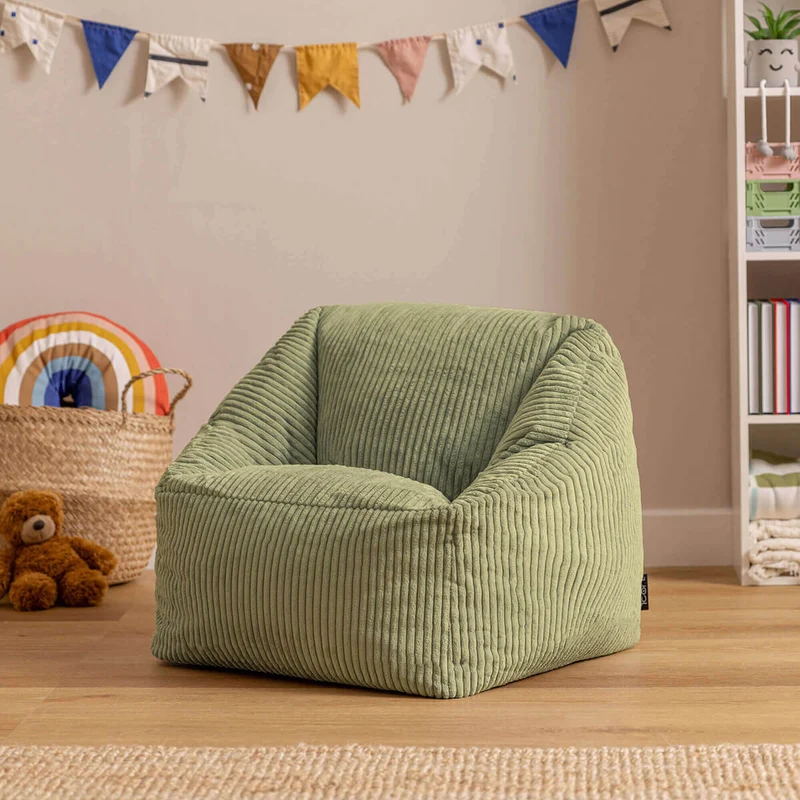 Morgan Sessel-Sitzsack für Kinder, Cord, Salbeigrün