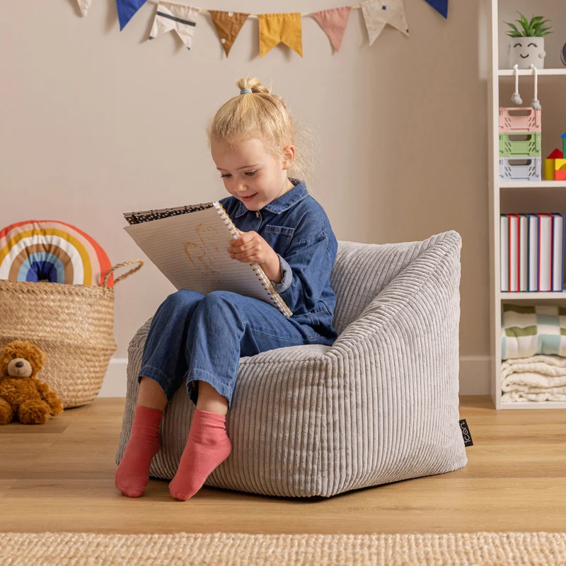 Natalia Sessel-Sitzsack für Kinder, Cord, Grau