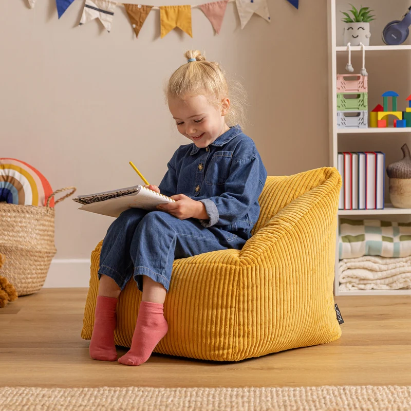 Natalia Sessel-Sitzsack für Kinder, Cord, Gelb