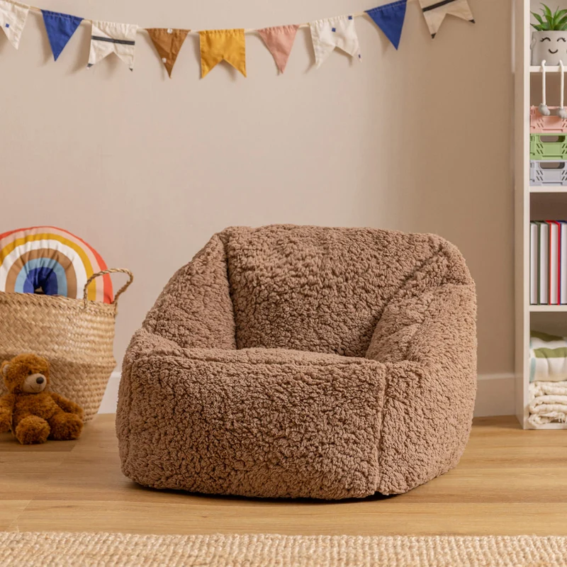 Natalia Sessel-Sitzsack für Kinder, Teddy-Fleece, Mokka-Braun