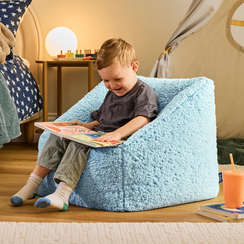 Kinder Natalia Teddy-Fleece-Sessel Sitzsack - Hellblau