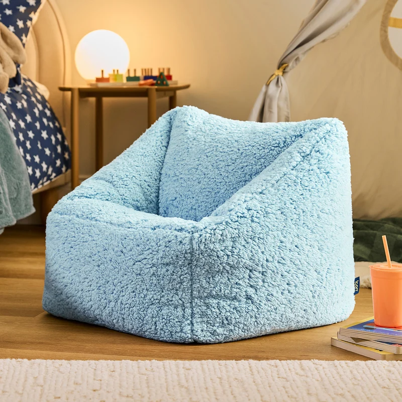 Kinder Natalia Teddy-Fleece-Sessel Sitzsack - Hellblau