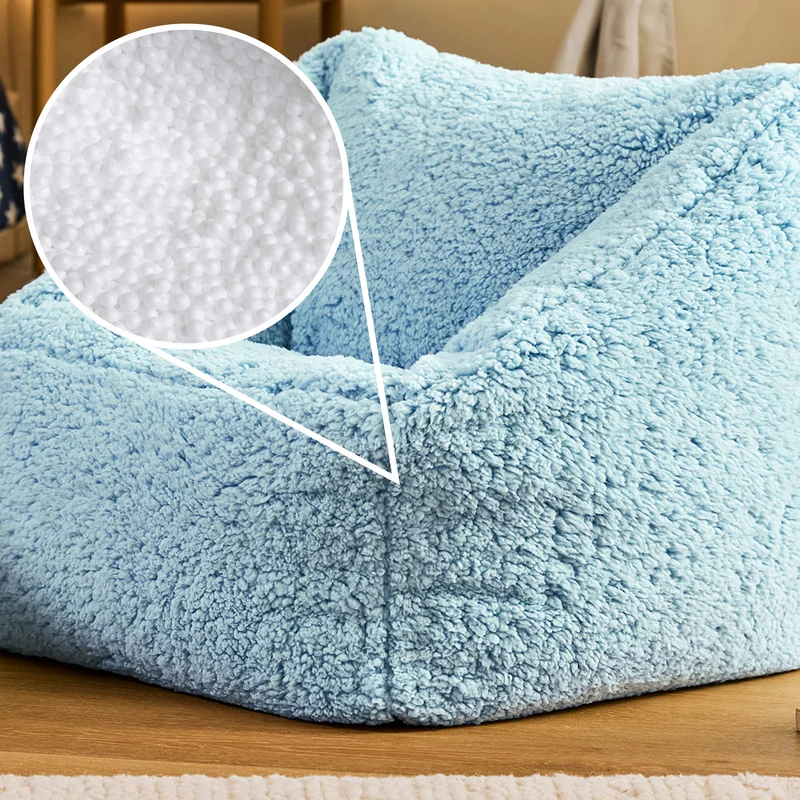 Kinder Natalia Teddy-Fleece-Sessel Sitzsack - Hellblau