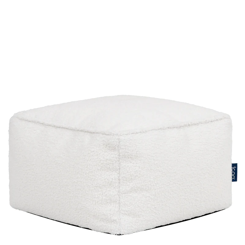 Amara Bouclé Quadratischer Fußhocker – Elfenbein