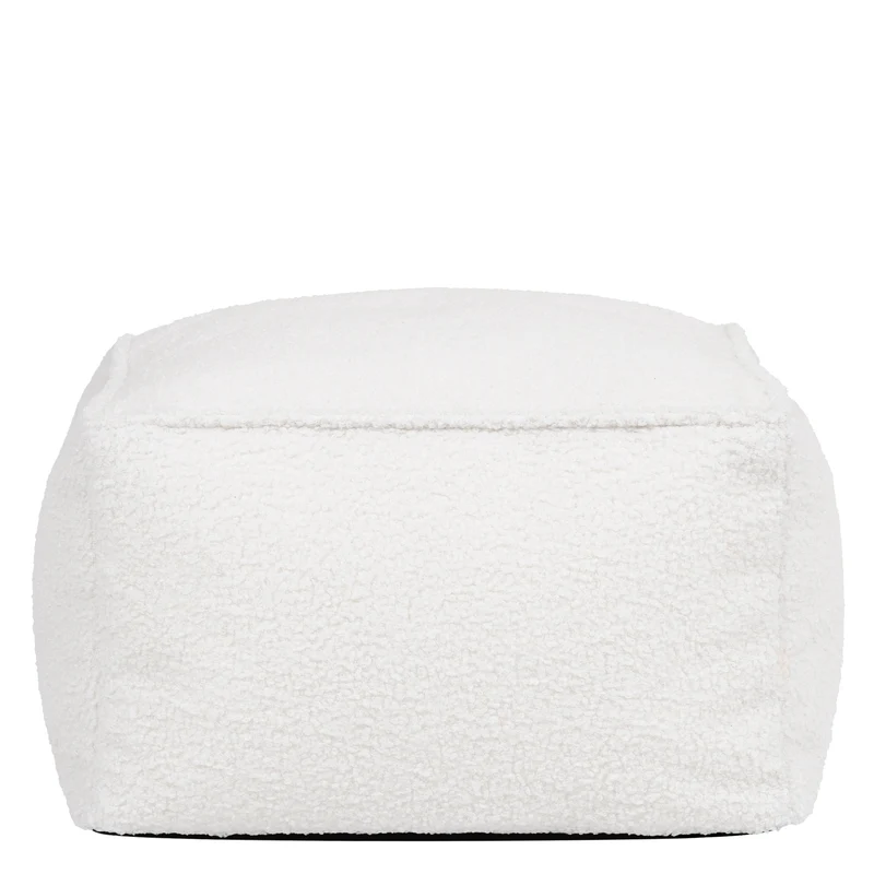 Amara Bouclé Quadratischer Fußhocker – Elfenbein