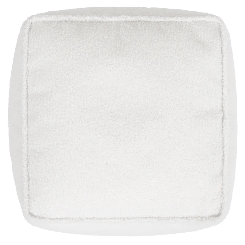 Amara Bouclé Quadratischer Fußhocker – Elfenbein