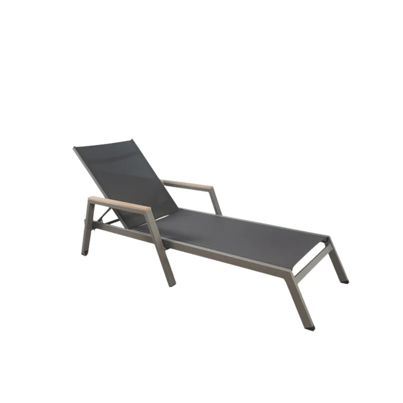 Boender Outdoor ligbed tuin met wielen en armleuning textileen antraciet