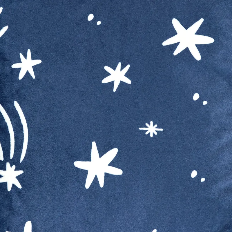 Mini Amara Star quadratischer Fußhocker aus gebürstetem Samt – Tintenblau
