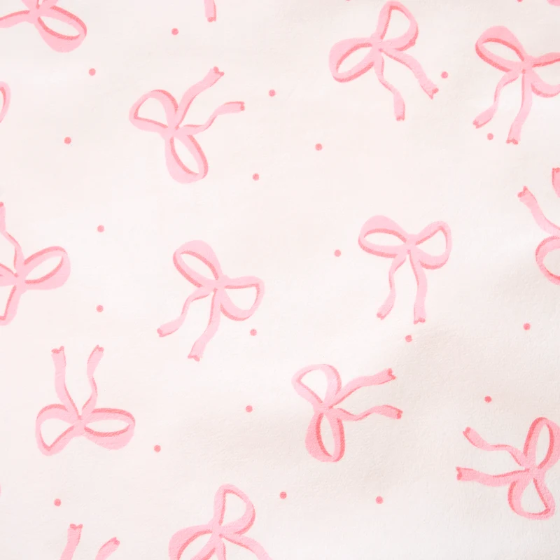 Mini Amara Bow Quadratischer Fußhocker aus gebürstetem Samt – Rosa