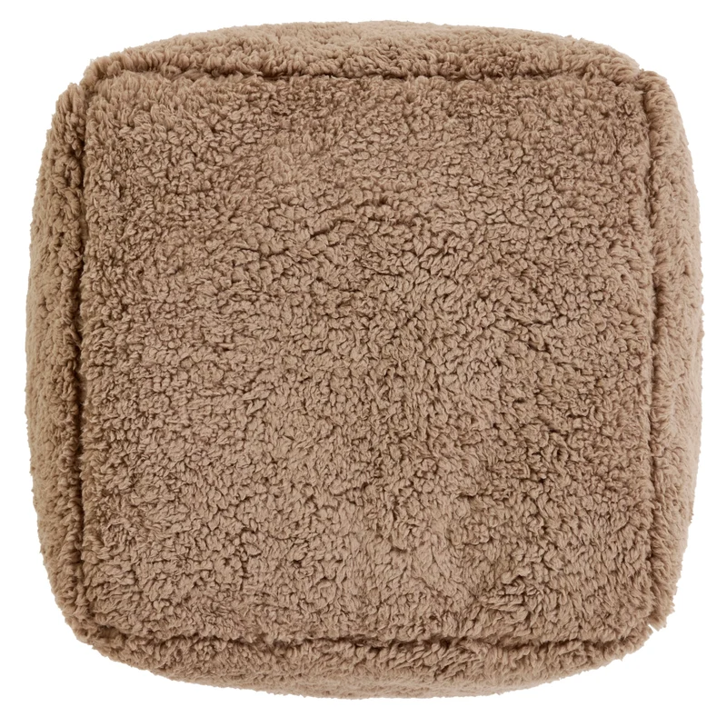 Mini Amara Teddy-Fleece Quadratischer Fußhocker - Mokka-Braun