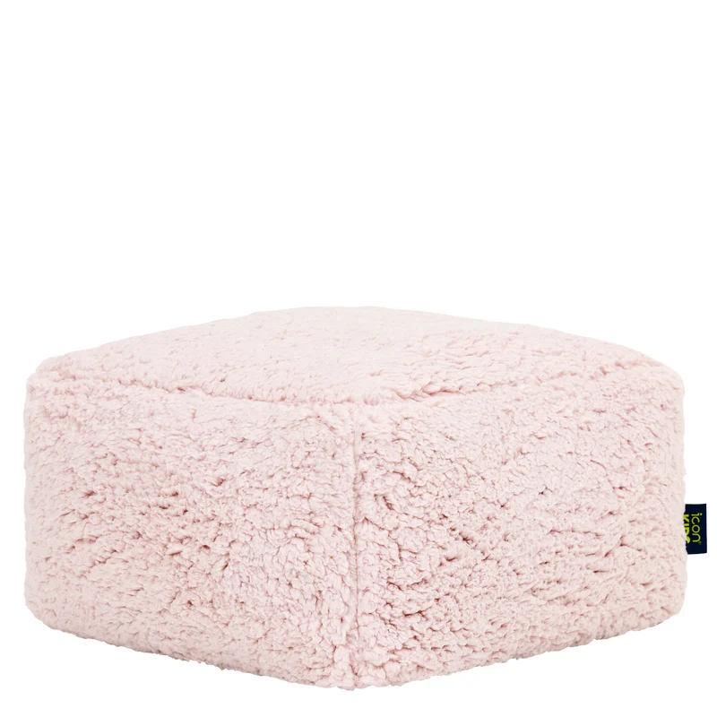 Mini Amara Teddy-Fleece-Fußhocker, quadratisch – Rosa