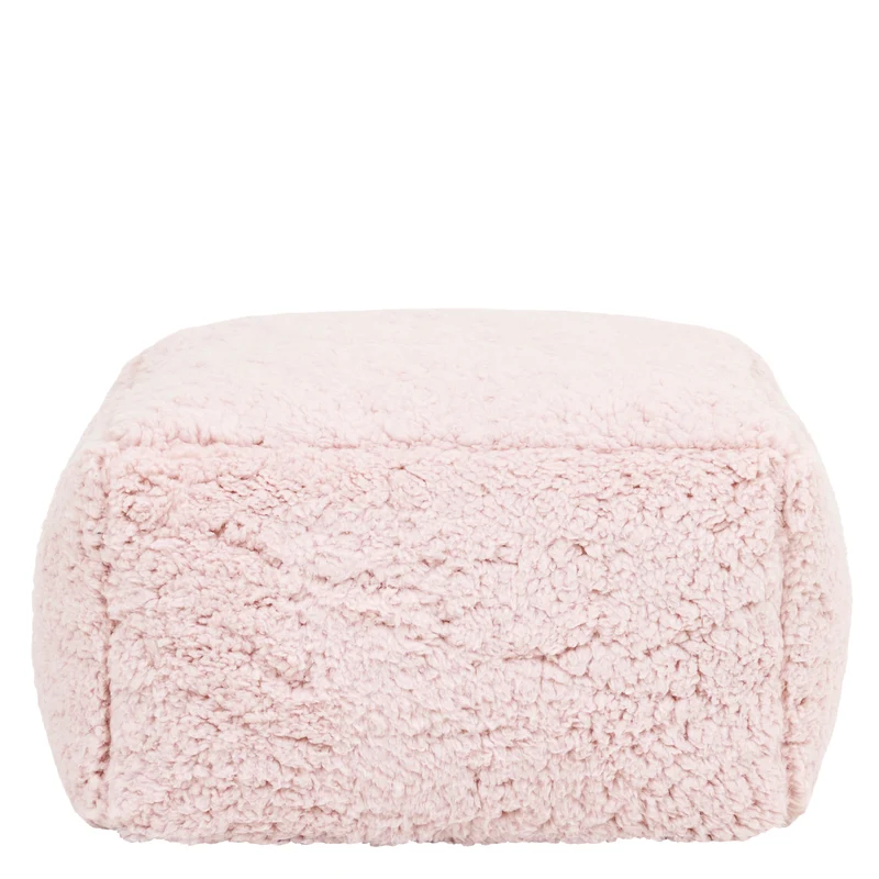 Mini Amara Teddy-Fleece-Fußhocker, quadratisch – Rosa