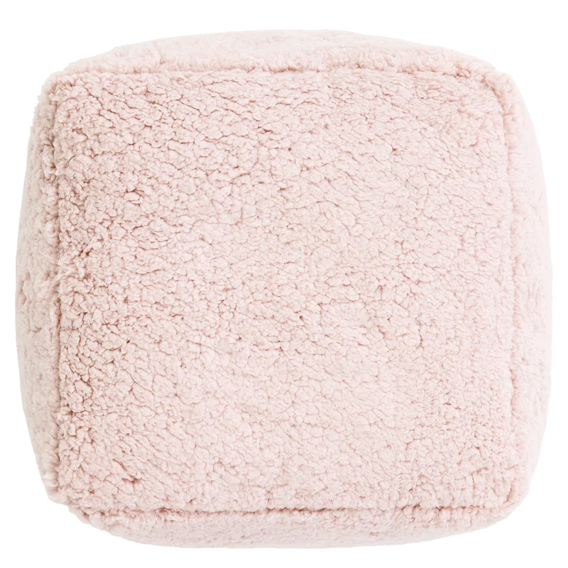 Mini Amara Teddy-Fleece-Fußhocker, quadratisch – Rosa
