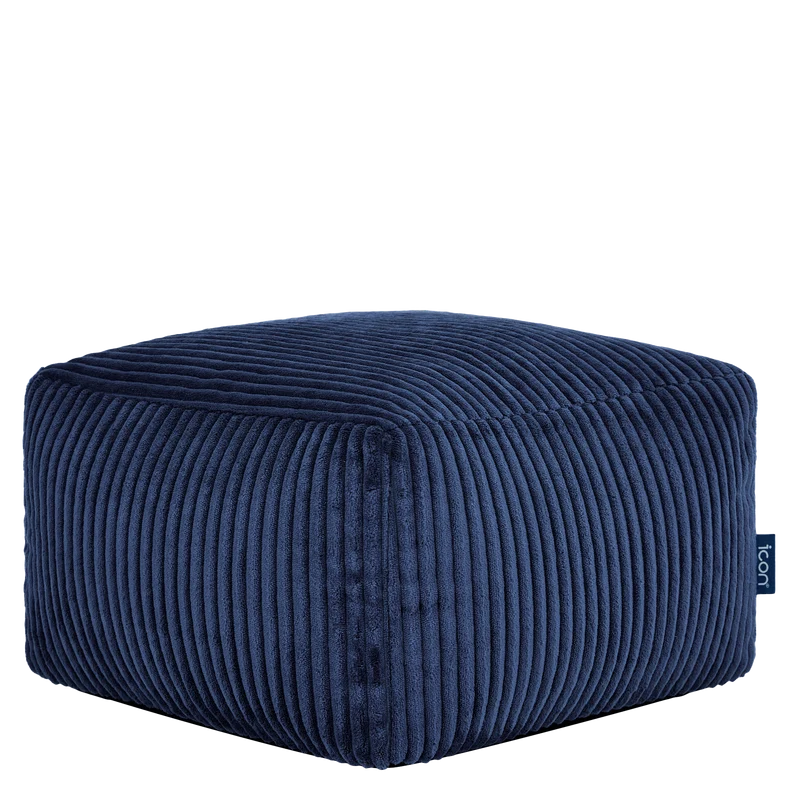 Mini Amara Cord quadratischer Fußhocker - Marineblau
