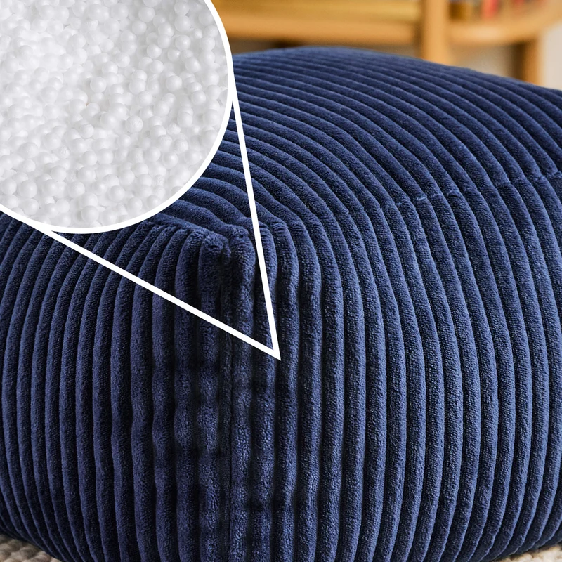 Mini Amara Cord quadratischer Fußhocker - Marineblau