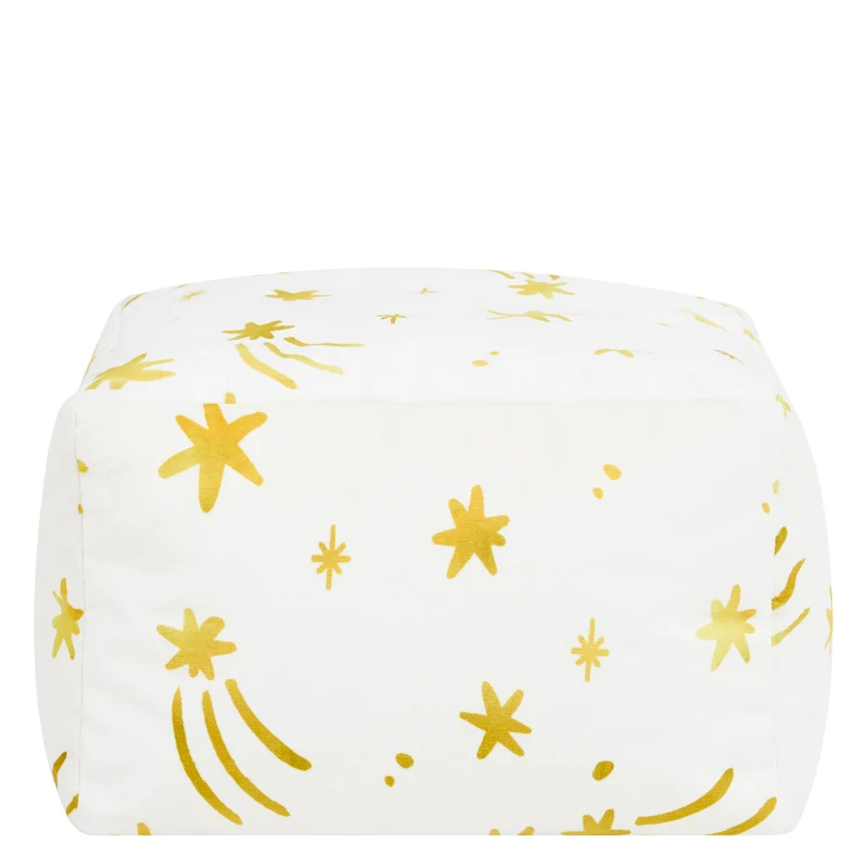 Mini Amara Star Fußhocker, quadratisch, aus gebürstetem Samt – Creme