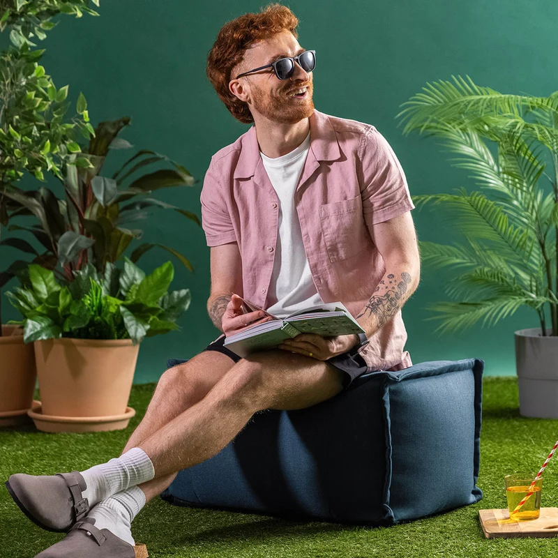 Bud Fußhocker-Sitzsack, Olefin, Denimblau