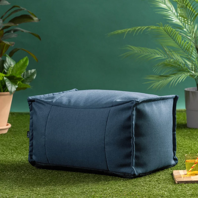 Bud Fußhocker-Sitzsack, Olefin, Denimblau