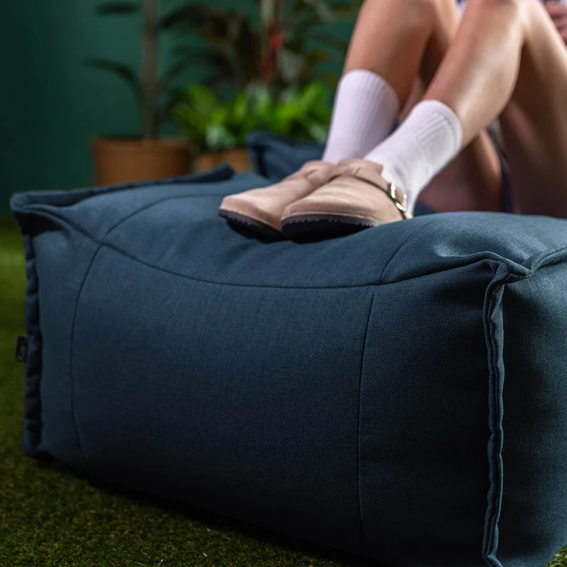 Bud Fußhocker-Sitzsack, Olefin, Denimblau