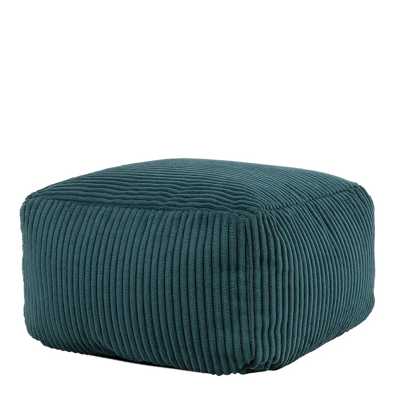 Amara Quadratischer Fußhocker, Cord, Blaugrün
