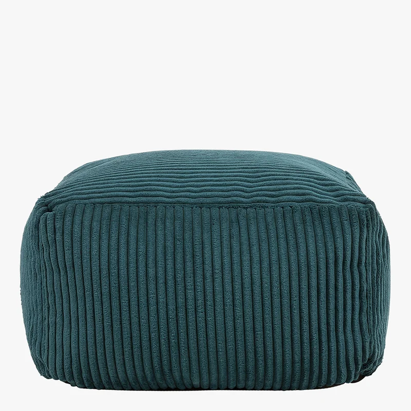 Amara Quadratischer Fußhocker, Cord, Blaugrün