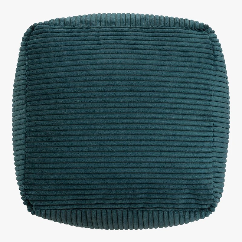 Amara Quadratischer Fußhocker, Cord, Blaugrün