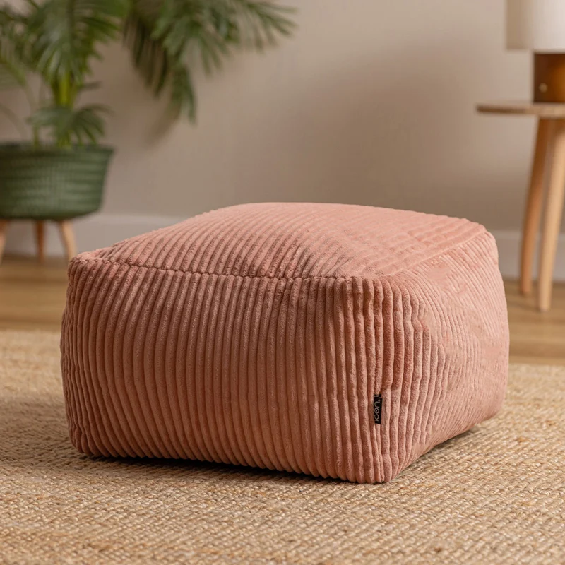 Amara Quadratischer Fußhocker, Cord, Rosa