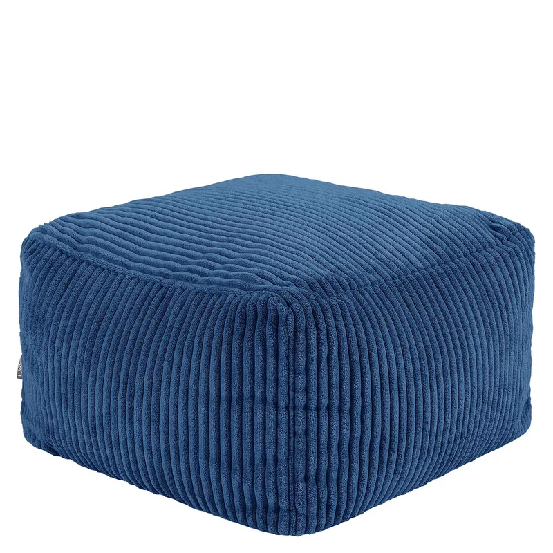 Amara Qadratischer Fußhocker, Cord, Denimblau