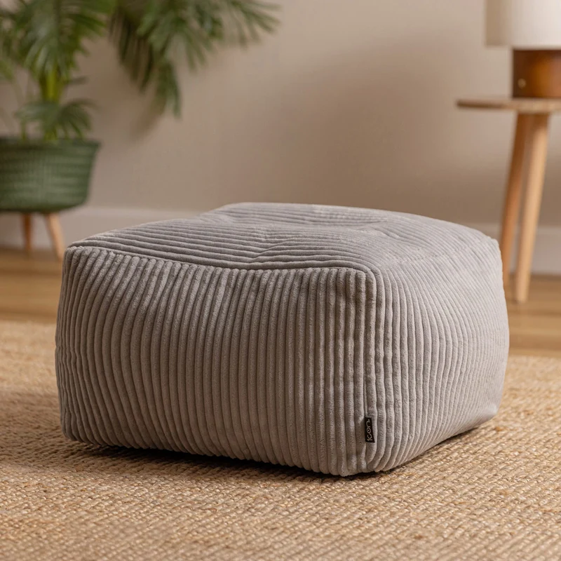 Amara Quadratischer Fußhocker, Cord, Grau