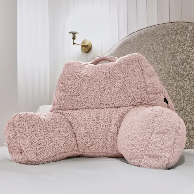 Teddy-Fleece-Stützkissen – Rosa