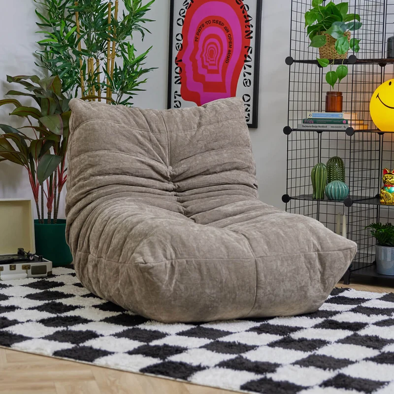 Enzo-Akzent-Sessel mit Chenille-Bezug und Schaumstofffüllung, naturfarben