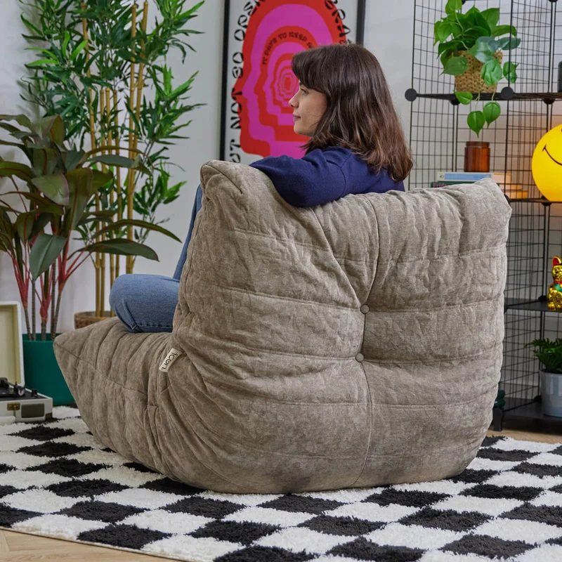 Enzo-Akzent-Sessel mit Chenille-Bezug und Schaumstofffüllung, naturfarben