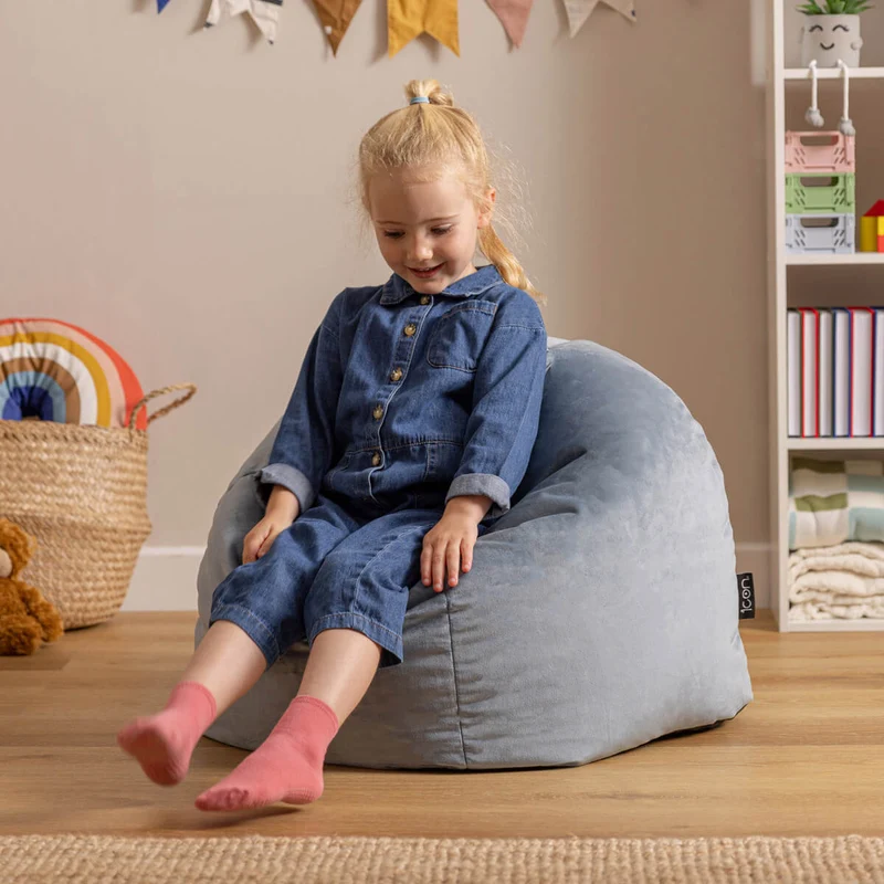 Kinder Kingston Samt Classic Sitzsack - Hellblau