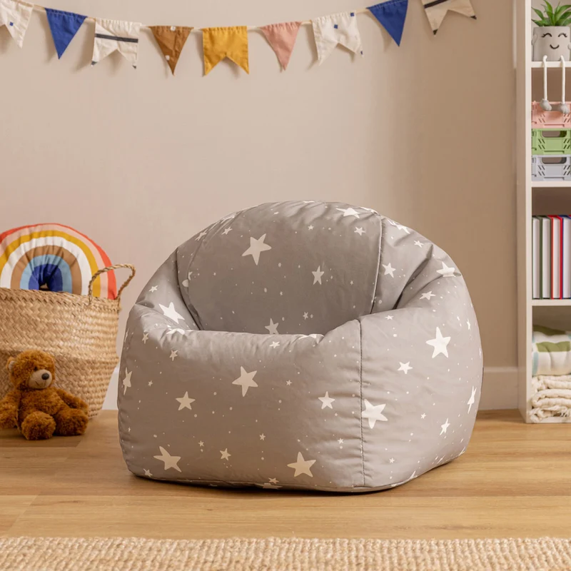 Sitzsack für Kinder mit Sternenhimmel-Aufdruck, Grau